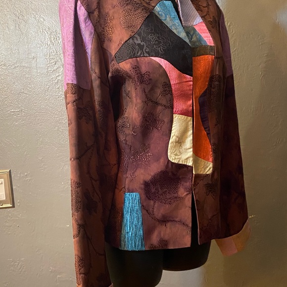 CHICOS Design Mixed Fabrics Patchwork  Jacket - Picture 11 of 16